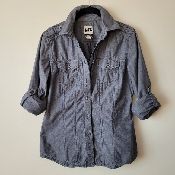 MEC Organic Cottion Button Down Shirt Blue-Grey Chambray Size S - Picture 4 of 12